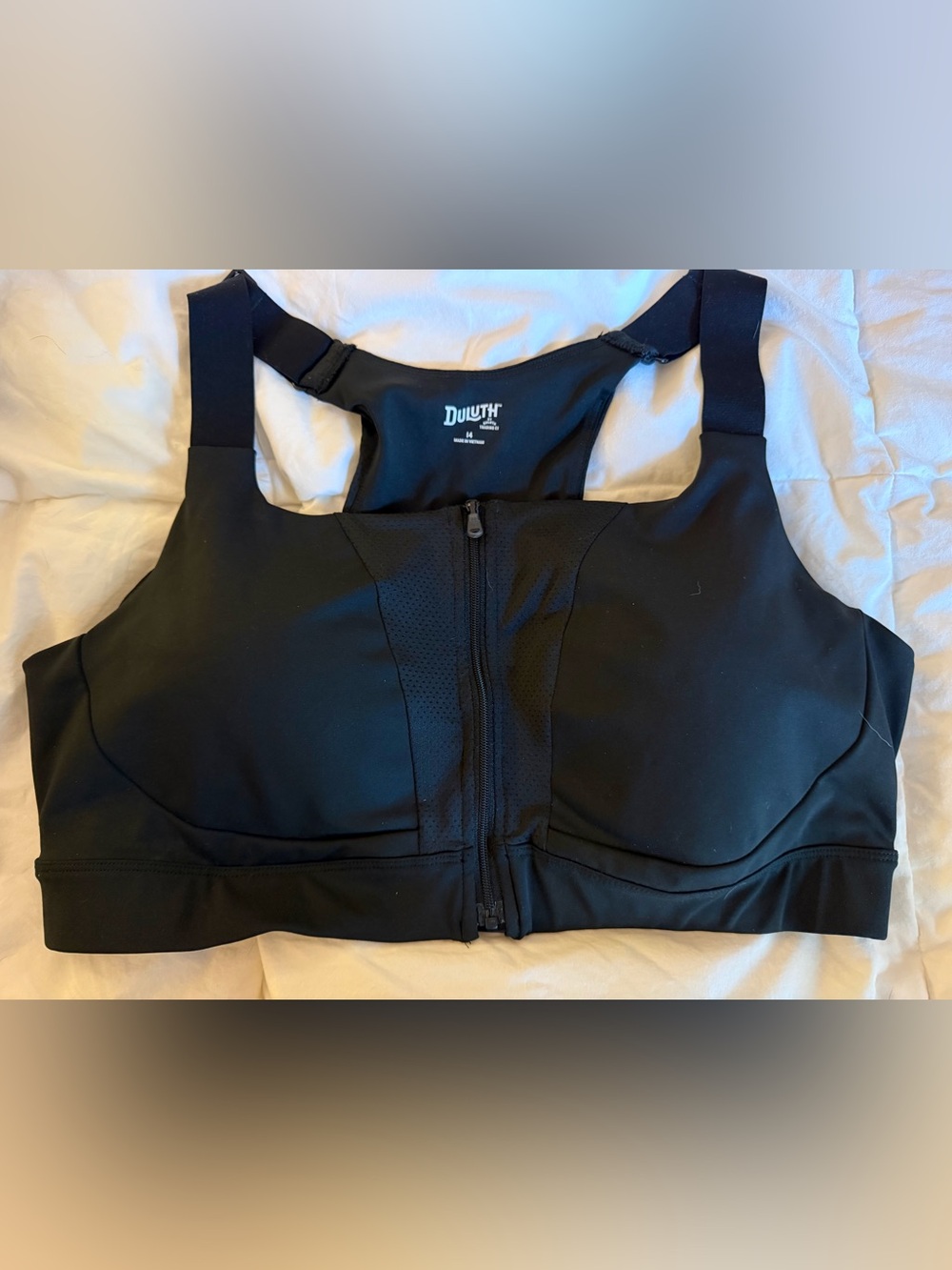 Duluth Black Front-Zip Sports Bra